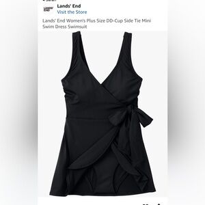 Lands' End Black One Piece Swim Dress | Size 12 DDD Cup